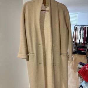 Wilfred Cream Cardigan Long Open Front with Shawl Collar